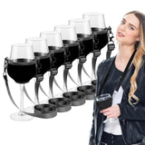 1 x RAW Customer Returns Pack of 6 wine glass holders for hanging, wine glass holder for hanging, cup holder festival wine glass holder for Christmas, birthday, wedding party, wine glass holder for hanging, fabric black  - RRP €21.77