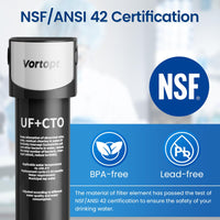 1 x RAW Customer Returns Vortopt Undersink Water Filter for Ba t-ria Reduction, NSF ANSI 42 Certified, 0.01 m Ultra Filtration, with Special Tap, 70,000 Liters High Capacity, Q6-UF - RRP €129.99