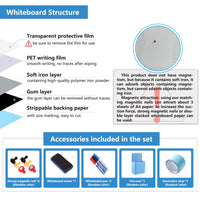 1 x RAW Customer Returns JOMUSAGA whiteboard film, 120 60cm, magnetic self-adhesive whiteboard film, whiteboard sticker DIY, including marker, sponge and magnets, for school, office and home - RRP €38.21