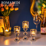 6 x Brand New Crystal candle holder glass silver tealight holder - Romadedi candle holder for pillar candles floating candles tealight golden wedding dining table table decoration living room tray grave decoration, 2 piece set - RRP €146.76