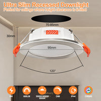 1 x RAW Customer Returns BOYIR recessed spotlights dimmable 230V flat LED spots 6W 600LM IP44 bathroom recessed lights, 25mm installation depth ceiling spots, warm white, neutral white for bathroom, living room, kitchen, set of 6 - RRP €32.26