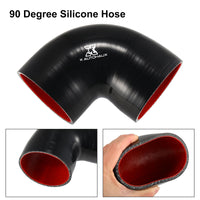 1 x RAW Customer Returns AUTOHAUX Car Silicone Hose Coupler Pipe 90 Degree Black Red 89mm 3.5 Inner Dia. - RRP €29.49