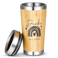 1 x RAW Customer Returns Hestya Thank you for everything Thermo mug wood look coffee mug with engraving Large stainless steel insulated mug with lid Coffee mug to go Thermo mug Thank you gift for teacher colleagues friends - RRP €19.99