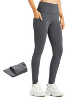 1 x RAW Customer Returns Libin Women s Thermal Leggings Winter Leggings with Fleece Lining Water Resistant Warm Pants High Waist Hiking Leggings with Pockets, Dark Grey, L - RRP €28.98