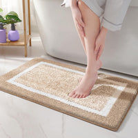 1 x RAW Customer Returns Color G Bath Mat 60x90cm, Bathroom Rug Non-Slip, Bath Rug Soft Bath Mat Machine Washable, Microfiber Absorbent Carpet for Bathroom Khaki  - RRP €35.48