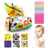 16 x Brand New Dekewe Baby Toy 6 Months, Montessori Toy Baby Tissue Box Sensory Toy Baby with Crinkle Paper and Colorful Silk Scarves, Tissue Box Baby Toy from 6 Months, Animals - RRP €143.84