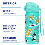 1 x RAW Customer Returns GOPPUS 550ml 18oz Kids Thermal Water Bottle with Straw Double Wall Stainless Steel Vacuum Insulated Leak Proof Double Wall BPA Free Metal Steel - RRP €18.99