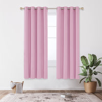 1 x RAW Customer Returns Deconovo Curtains Eyelet Curtains Cold Protection Bedroom Living Room Winter, 175x140cm HeightxWidth , Pink, Set of 2 - RRP €35.49