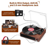 1 x RAW Customer Returns Vinyl Turntable, FYDEE Portable Vintage Bluetooth Turntable with 3 Speeds 33 45 78 RPM and 2 Built-in Speakers, Vinyl Player Support for Headphones, RCA, AUX - Walnut - RRP €78.32