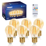 1 x RAW Customer Returns Aigostar Mesh Smart Light Bulb E27, Bluetooth Mesh G45, Vintage Edison Lamp Smart Lamp 4.5W 470LM 2700K-6500K Dimmable Light Bulb, Compatible with Alexa, 6 Pack with Bluetooth Remote Control  - RRP €31.45