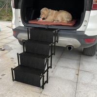 1 x RAW Customer Returns Bounabay Dog Ramps for Large Dogs, Load Capacity up to 75 kg Dog Stairs, Dog Car Ramps Foldable, 4 Steps Anti-Slip Lightweight Pet Ladder Upgrade - RRP €58.7