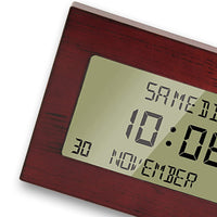 1 x RAW Customer Returns FISHTEC Radio Controlled Alarm Clock - Calendar with Date, Day and Time - Large Numbers - 8 Languages - Temperature - 23 x 16 cm - Wall or Standing - Wooden Motif - RRP €32.99