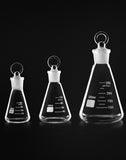 1 x RAW Customer Returns QWORK Erlenmeyer flask set, Erlenmeyer flask made of borosilicate glass 50ml 150ml 250ml with glass stopper - RRP €19.99