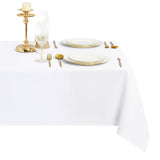 1 x RAW Customer Returns DWCN White Tablecloth Linen Look Washable Table Linen Water-Repellent Tablecloth for Dining Room, Garden, Party, Weddings or Household, 135 x 200 cm - RRP €21.99