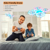 1 x RAW Customer Returns dexinco drone for children, remote-controlled aircraft with obstacle avoidance, RC quadcopter, brilliant lights, altitude hold, headless mode, 2 batteries, toy drone blue - RRP €26.51