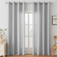 1 x RAW Customer Returns Ystyle Interior Curtains 2 Pieces 140x260 CM, Living Room Bedroom Curtains, Modern Curtains for Living Room Home Window, Semi Elegant Sheer Voile Curtains with Rings, Gray - RRP €29.74