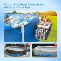 1 x RAW Customer Returns Shinowa Pool Storage Basket, Metal Pool Basket Drink Holder Towel Storage Rack, Large Hanging Pool Accessories Organizer Storage Box with Thick Grid, 2 Pack - RRP €42.99