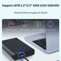 1 x RAW Customer Returns SSK 3.5 Hard Drive Enclosure, USB 3.0 to SATA HDD Caddy for 2.5 3.5 inch SATA SSD HDD up to 20TB, Tool-Free External Hard Drive Enclosure Reader, Support UASP Trim - RRP €25.2