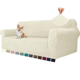 1 x RAW Customer Returns YSTELLAA Stretch Sofa Cover 3 Seater, Sofa Protector Non-Slip With Armrest, Universal Jacquard Sofa Cover, Thick Sofa Cover For Dogs Cats And Pets, Washable Sofa Cover, Beige - RRP €42.26