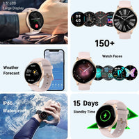 1 x RAW Customer Returns HOAIYO Smartwatch Men with Bluetooth Calls Android and iOS, 1.5 Fitness Watch Wristwatches Men s Sports Watch with Heart Rate Monitor, Music Control, Pedometer, Waterproof Fitness Tracker, Pink - RRP €30.23