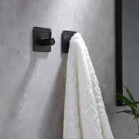 1 x RAW Customer Returns YIGII Towel Holder Without Drilling, 40cm Towel Holder Bathroom with 2 Adhesive Hooks, Guest Towel Holder Towel Rail Towel Holder Wall Stainless Steel, Bathroom Accessories for Storage, Black - RRP €17.14