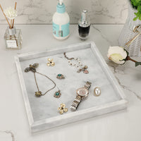 1 x RAW Customer Returns SUMNACON Marble Serving Tray Serving Platter Tray Jewelry Plate for Bathroom Kitchen Storage Toiletries Jewelry Cake Home Decoration Gray 25cm  - RRP €35.28