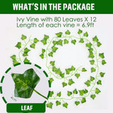 1 x RAW Customer Returns ADORAMOUR Artificial Ivy Garlands - Pack of 12, 210cm Length - Fake Vines for Room and Garden Wall Decoration for Indoor Outdoor, Green Leaves Plastic, Hanging Plants for Green Plants Decoration - RRP €15.99