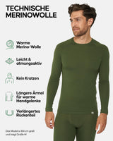 1 x RAW Customer Returns DANISH ENDURANCE Men s Thermal Shirt in Merino Wool, Long Sleeve, for Skiing, Trekking, Hiking, Green, XL - RRP €61.95