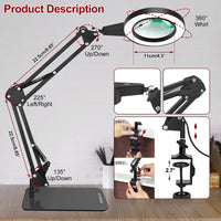 1 x RAW Customer Returns Magnifying Glass with Light and Stand, Touch Control 2 in 1 Magnifying Glass, 8x Magnification Desk Lamp with Large Base and Clamp, 3 Modes LED Magnifier Illuminated for Repair DIY Hobby Work - RRP €69.99