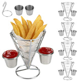 1 x RAW Customer Returns TAZZOR Set of 4 chip bag holders with dip bowls, removable, chip basket and dip bowl set, chip basket, chip stand, serving snacks with dip bowls for cones double x 4 . - RRP €33.99