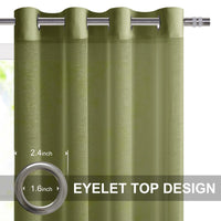 1 x RAW Customer Returns DWCN Sheer Voile Curtain, Transparent Curtain with Eyelets, 2 Pieces Eyelet Curtain for Living Room, Baby Room, Bedroom, Olive Green, 160 x 140 cm H x W  - RRP €21.99