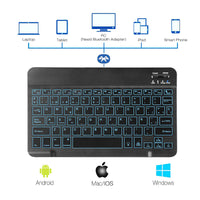 1 x RAW Customer Returns Feelkaeu CostaCloud Backlit Wireless Bluetooth 3.0 QWERTY Spanish Keyboard Case Protective PU for 9.0 -10.6 Any iOS Windows Android Backlit Tablets - RRP €33.71