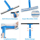 1 x RAW Customer Returns Mitclear window cleaner with telescopic handle 146cm , professional window wiper with silicone squeegee microfiber scrubber, window cleaning set for bathroom, shower, glass, mirror, car - RRP €16.2