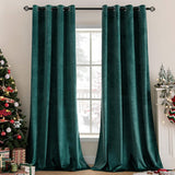 1 x RAW Customer Returns MIULEE Green velvet curtain with eyelets, beautifully soft velvet curtains for decoration, bedroom, living room, pack of 2 opaque velvet curtains, each 245 cm high, thick velvet thermal curtain winter - RRP €40.36