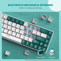 1 x RAW Customer Returns YINDIAO T8 60 Gaming Keyboard, 68 Keys, Compact Wired Mini Mechanical Keyboard with 18 Chroma RGB Backlight, Blue Switch, USB-C Spiral Keyboard Cable, for PC, PS4 Green - RRP €59.99