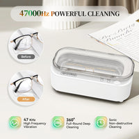 1 x RAW Customer Returns Ultrasonic cleaning device, ultrasonic cleaner for glasses, jewelry, watches, dentures, glasses cleaning device with powerful cleaning with 47 kHz and 2 modes - RRP €34.96