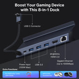 1 x RAW Customer Returns iVANKY 8-in-1 ROG Ally Dock with HDMI 2.0 4K 60Hz, 1Gbps Ethernet, 3 USB-A 3.0, 100W USB-C Charge, Docking Station Compatible with ASUS ROG Alloy Lenovo Legion go Valve Steam Deck OLED MSI Claw - RRP €59.99