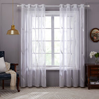 1 x RAW Customer Returns Deconovo curtains, white curtain, transparent linen look, eyelet curtain, voile eyelet curtain, living room, 245 x 140, curve wave - RRP €26.56