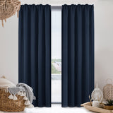 1 x RAW Customer Returns Deconovo Opaque Thick Curtains Noise Protection with Ruffle Tape Cold Protection 200 x 140 cm Height x Width , Dark Blue, Set of 2 - RRP €33.77