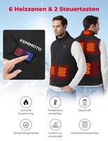 1 x RAW Customer Returns KEMIMOTO Heated Vest for Men Women, Heated Vest with 9600mAh Battery, 6 Heating Zones and Overheating Protection, Heating Vest with USB, Ideal for Motorcycling, Hiking, Camping, Skiing, Fishing - RRP €68.56