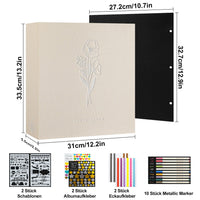 1 x RAW Customer Returns Lanpn photo book for self-design 80 black pages, linen DIY scrapbook album with 10 metal pens as a gift for wedding anniversary, Christmas, birthday friends and family beige, 31 x 33.5 cm  - RRP €24.98