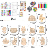 2 x RAW Customer Returns Wooden Easter pendants for painting, Easter crafts made of wood, 271 pieces of Easter crafts for children, Easter decorations for children, Easter pendants made of wood, with string, watercolor pen, rhinestones- RRP €20.14