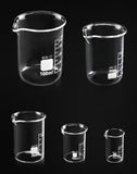 1 x RAW Customer Returns QWORK 5 Pieces Borosilicate Glass Graduated Beaker 3.3, 5ml 10ml 25ml 50ml 100ml Graduated Beaker for Kitchen and Laboratory - RRP €10.57