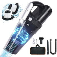 1 x RAW Customer Returns URAQT Handheld Vacuum Cleaner Battery, 10000PA Cordless Handheld Vacuum Cleaner, 120W Handheld Vacuum Cleaner Wet Dry, Car Vacuum Cleaner with 2 Washable HEPA Filters for Car Home Kitchen Pet Hair Liquids Black  - RRP €45.99