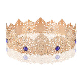 1 x Brand New King Men Medieval Imperial Gold Tiara Crown Headband Crystal Pageant Costume Wedding Halloween Fair Birthday Music Festival Hair Accessories Blue  - RRP €19.2