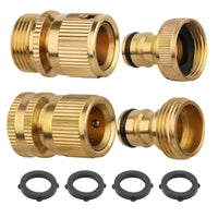 4 x RAW Customer Returns 2 sets 3 4 inch hose connector brass quick coupling garden hose adapter faucet connection for garden hose water hose - RRP €52.4