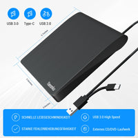 1 x RAW Customer Returns Yaeonku External Blu Ray CD DVD Drive, USB 3.0 Type-C 3D Bluray CD DVD BD Read Write Burner Slim Optical Bluray, External Blu Ray Player for Windows XP 7 8 10 11 MacOS for PC, Laptop, Desktop, Mac - RRP €50.41