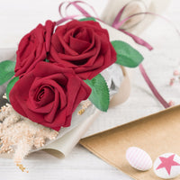 1 x RAW Customer Returns Mocoosy 50Pcs Red Roses Artificial Flowers, Dark Red Roses Foam Fake Roses Flowers Bulk with Stem DIY for Wedding Bridal Bouquets Centerpieces, Valentine s Day, Mother s Day, Party Home Decorations - RRP €23.99