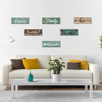 1 x RAW Customer Returns SUPERDANT Pack of 6 Family House Love Grateful Grateful Blessed Wooden Signs Door Decorative Plaque Rustic Wall Slat Sign Wall Art Decor for Entrance Farmhouse Living Room Decoration - RRP €23.29