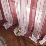 1 x RAW Customer Returns MIULEE Curtains Striped Transparent with Eyelets-Voile Curtains Living Room Modern Set of 2, Curtain Bedroom Transparent with Wine Red White Striped Pattern Curtain Semi-Transparent Stripes 140X245 CM - RRP €27.49